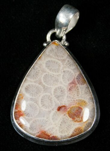 Million Year Old Fossil Coral Pendant - Sterling Silver #16547